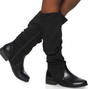 Black Ruched Tall Boots